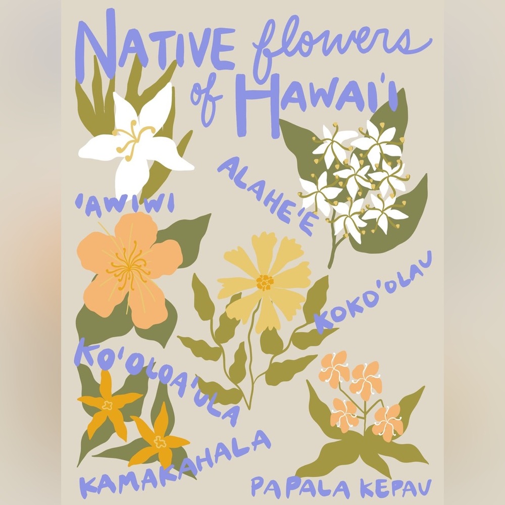 The Coconut Collective Native Hawaii Flower Art Print by Aida Salehi NWT!
